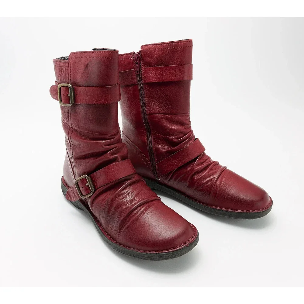 Miz Mooz Pasha Boots Women's 7.5-8 Bordeaux Leather Round Toe Mid Calf HAWK2051 - Picture 4 of 12